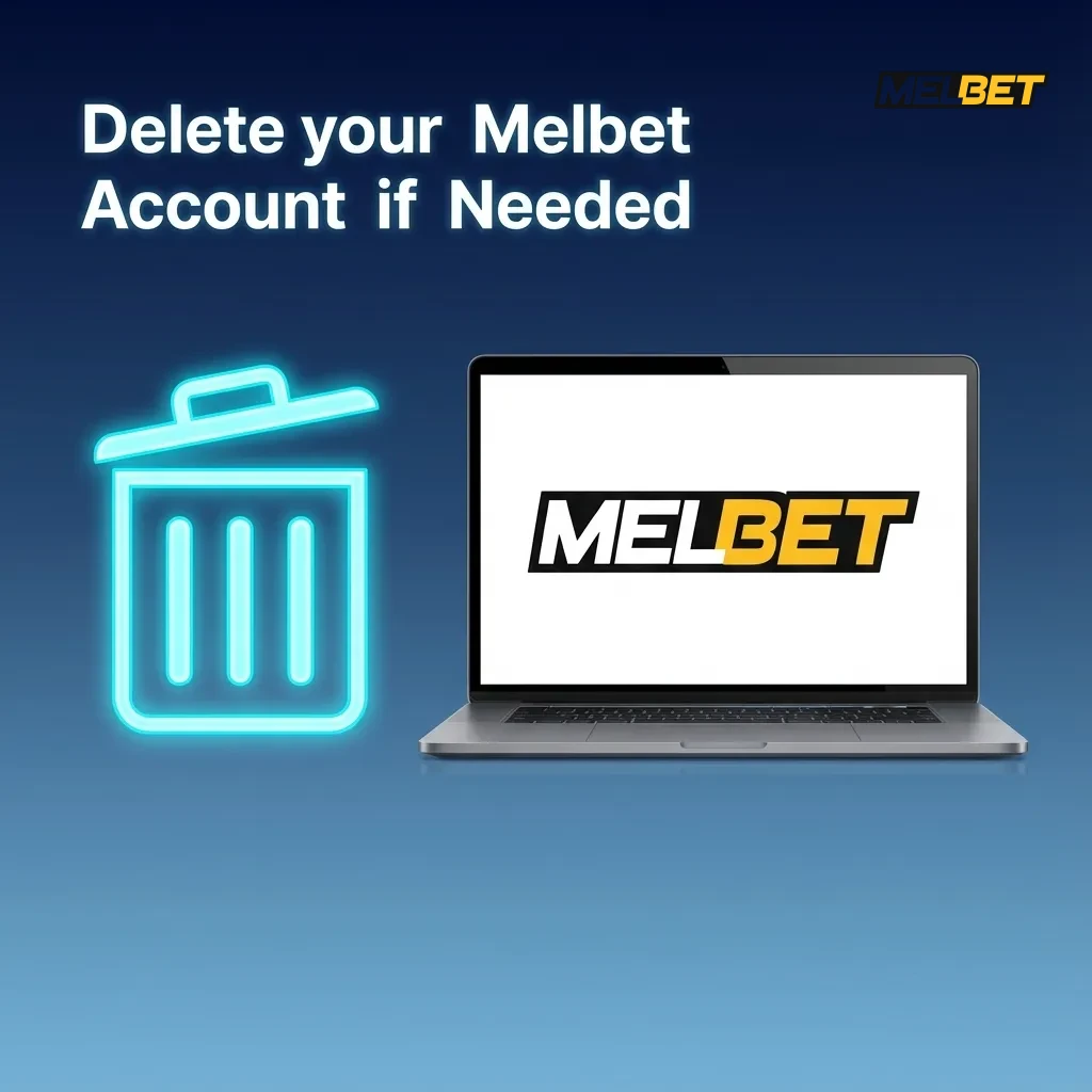 Illustration showing a user closing their Melbet betting account via support for responsible gambling and financial control