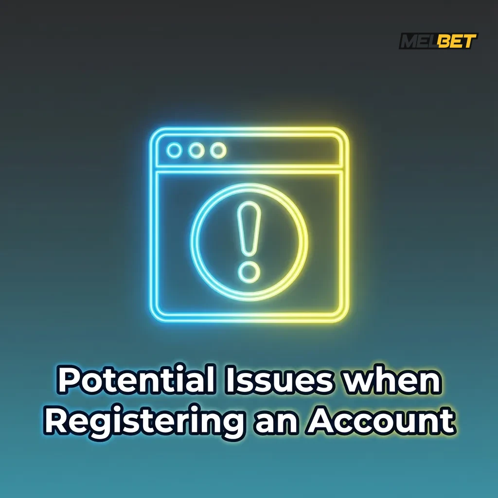 Infographic listing common Melbet registration problems with brief solutions and advice to contact support if issues persist.
