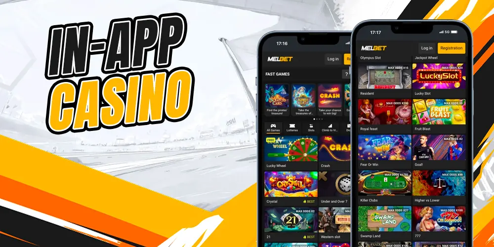 Casino games in the mobile app