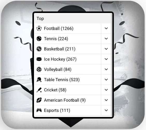Selecting the desired sport